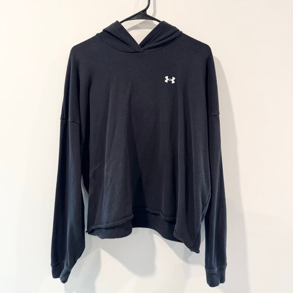 Under Armour Pullover Black Womens Large Boxy Fit Cropped Athleisure Comfy - Picture 1 of 7
